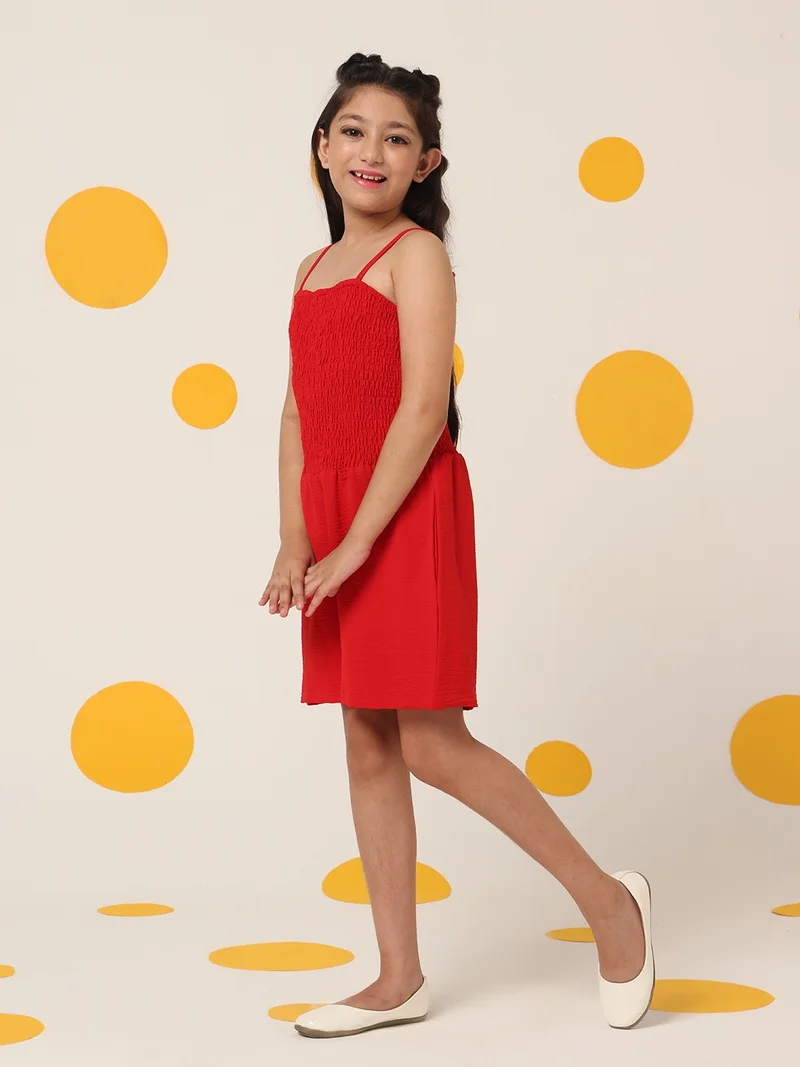 Cherry & Jerry Cherry & Jerry Blue Smocking and Shoulder Strap Playsuits
