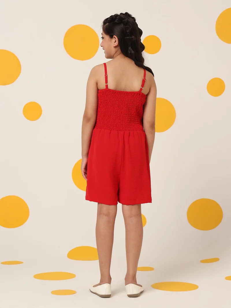 Cherry & Jerry Cherry & Jerry Blue Smocking and Shoulder Strap Playsuits
