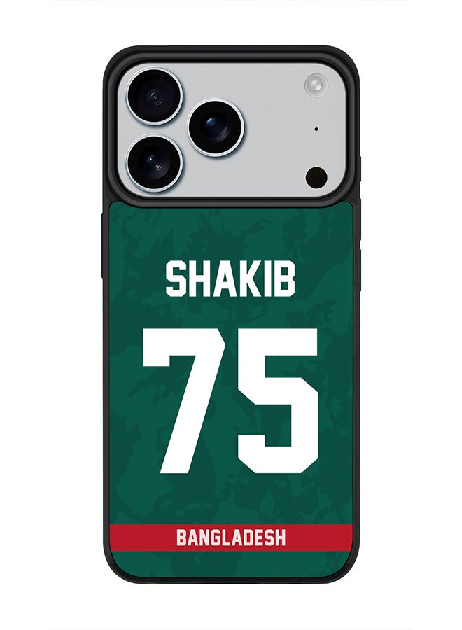 Stylizedd iPhone 17 Pro Case, [Compatible with MagSafe] Slim Magnetic cover Phone Case iPhone 17 Pro -Bangladesh Shakib Al Hasan, Jersey No 75 - Image 1