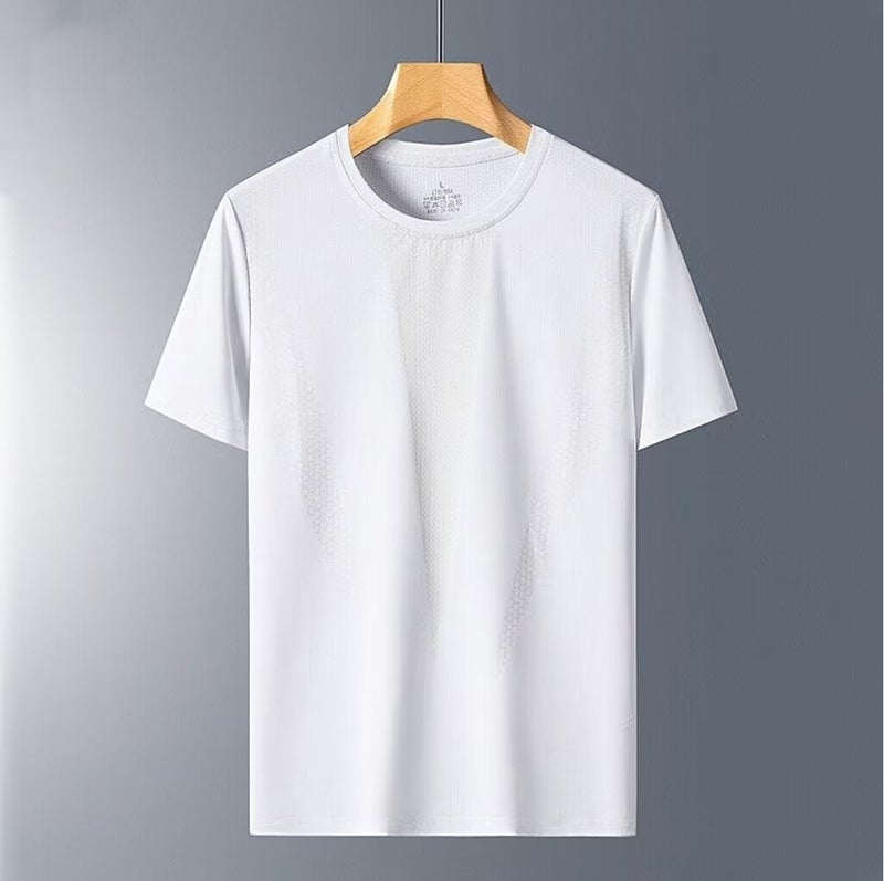 Short-Sleeved T-Shirt Men'S Summer Ice Silk All-Match Half-Sleeved Men'S Casual Plus Size T-Shirt Men'S Quick-Drying Loose Top T-Shirt - Image 1