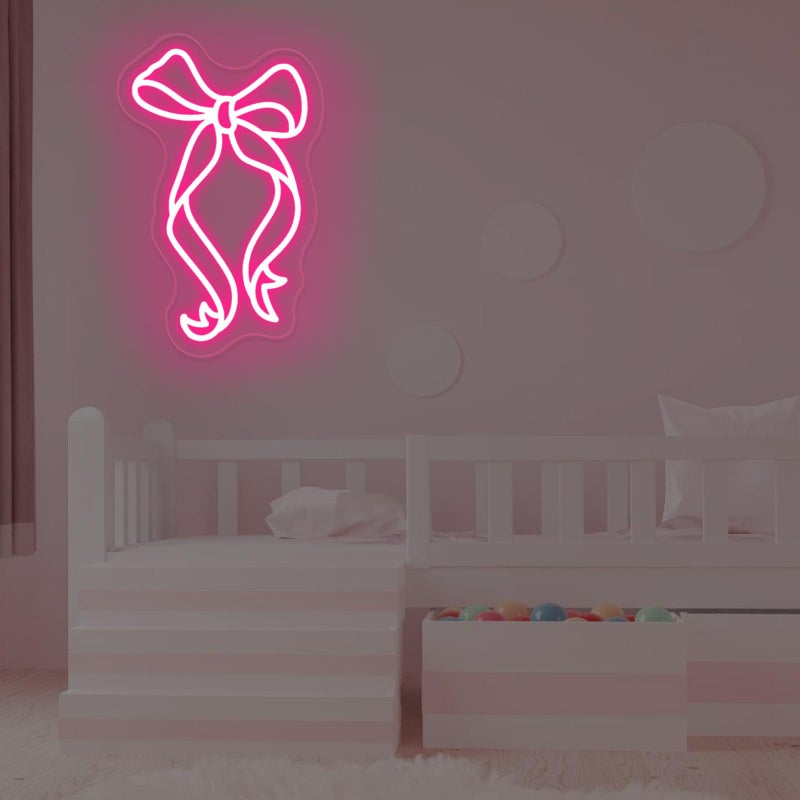 DUOLIYBC Bow Ribbon Neon Sign - Light-Up Pink Bow Neon Decor for Girls Bedroom, Nursery, and Birthday Gift, Elegant Wall Art for Kids, 15â€³ Ã— 9.2â€³ - Image 2