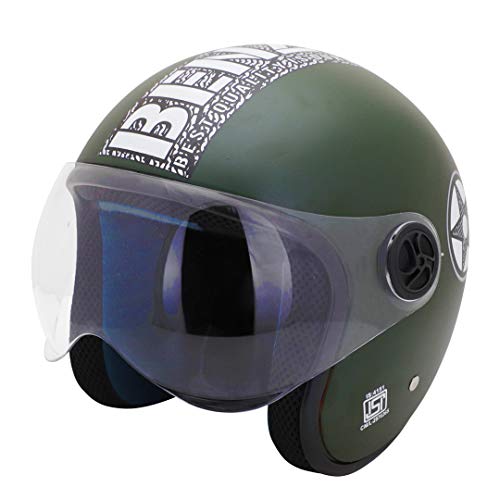 Sage Square ISI Certified Guardian Cruiser Open Face Helmet (Green Matte, Extra Large) - Image 1
