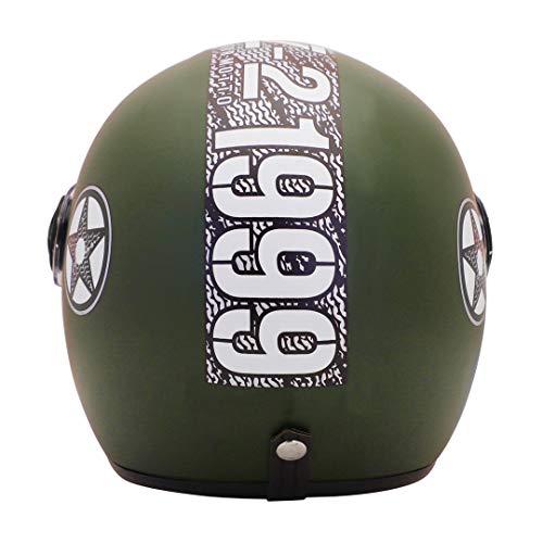 Sage Square ISI Certified Guardian Cruiser Open Face Helmet (Green Matte, Extra Large) - Image 4
