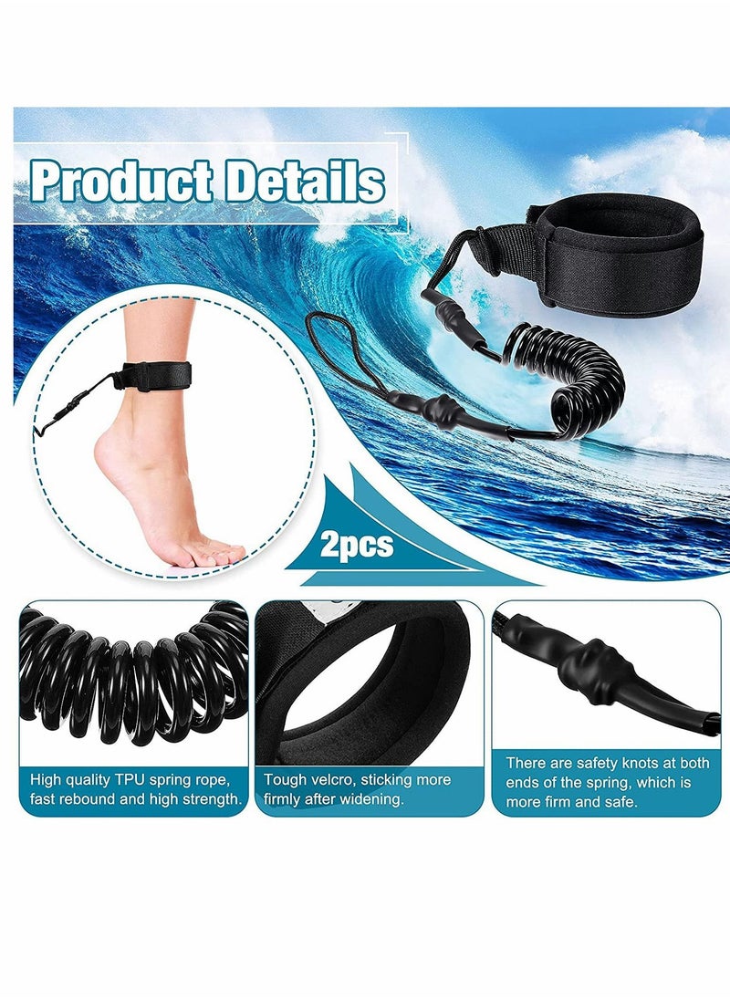 Y&D - 2 Pieces Surf Board Leashes Coiled Leash SUP Rope Paddle Surfboard Surfing Leg Straps Stay on Ankle Strap Sup Accessory for - Image 1