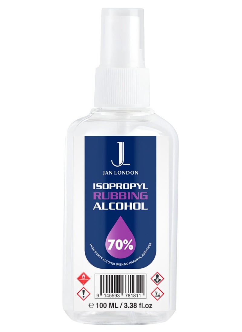 JAN LONDON - Isopropyl Rubbing Alcohol, IPA 70% – Versatile Antiseptic & Cleaner for Wounds, Surfaces, Electronics – Quick-Drying, Residue-Free, 100ml Spray - Image 1