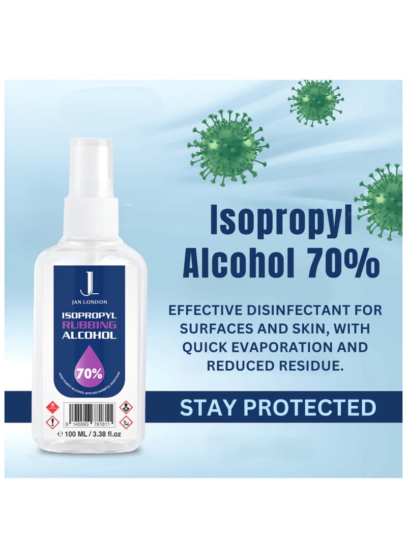 JAN LONDON - Isopropyl Rubbing Alcohol, IPA 70% – Versatile Antiseptic & Cleaner for Wounds, Surfaces, Electronics – Quick-Drying, Residue-Free, 100ml Spray - Image 1