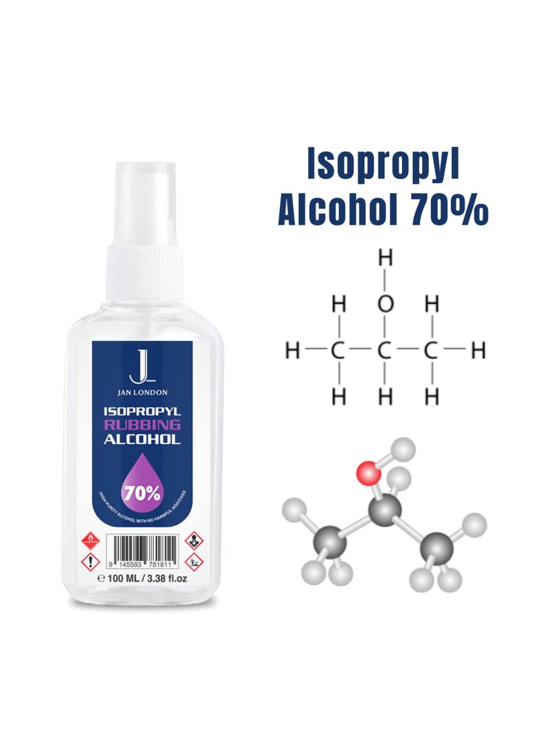JAN LONDON - Isopropyl Rubbing Alcohol, IPA 70% – Versatile Antiseptic & Cleaner for Wounds, Surfaces, Electronics – Quick-Drying, Residue-Free, 100ml Spray - Image 1