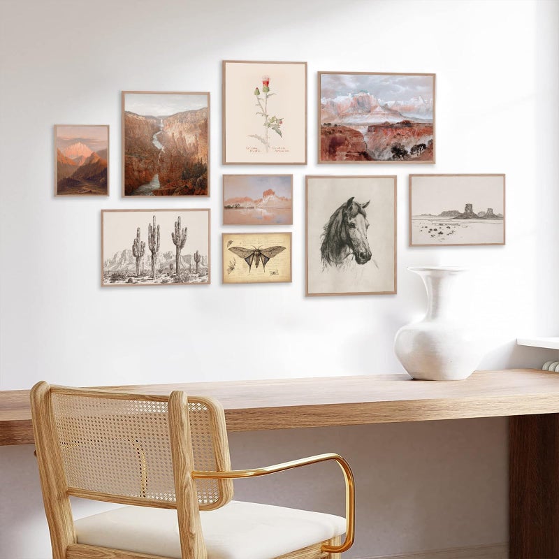 KBKBART Vintage Southwestern Wall Art  9 PCS Farmhouse Southwest Wall Decor  American Rustic Arizona Wall Art  Boho Ranch Desert Western Poster Pictures  Southwest Art Prints for Western Bedroom - Image 2