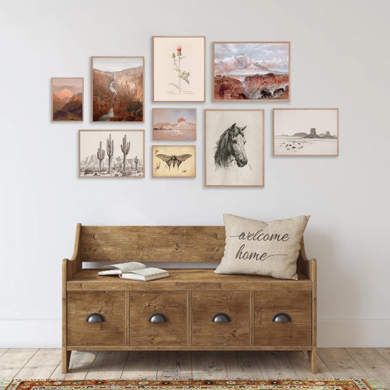 KBKBART Vintage Southwestern Wall Art  9 PCS Farmhouse Southwest Wall Decor  American Rustic Arizona Wall Art  Boho Ranch Desert Western Poster Pictures  Southwest Art Prints for Western Bedroom - Image 3