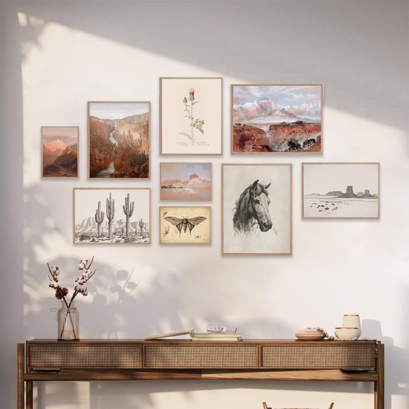 KBKBART Vintage Southwestern Wall Art  9 PCS Farmhouse Southwest Wall Decor  American Rustic Arizona Wall Art  Boho Ranch Desert Western Poster Pictures  Southwest Art Prints for Western Bedroom - Image 4