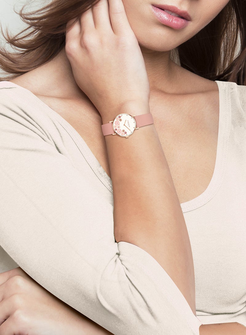 COACH ساعة يد نسائية من الجلد بعقارب دائرية الشكل 14503769 - 28 ملم - Image 4