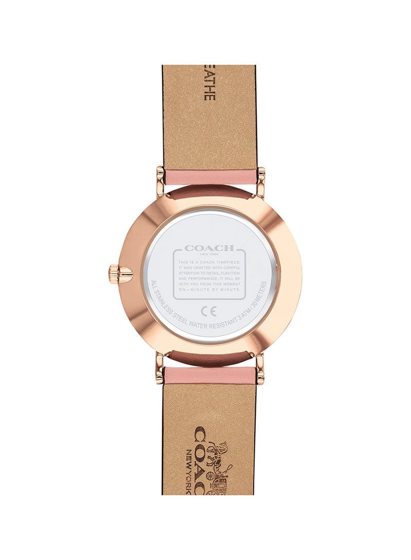 COACH ساعة يد نسائية من الجلد بعقارب دائرية الشكل 14503769 - 28 ملم - Image 3