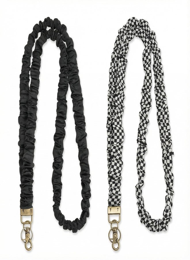 PQJSJDR 2 Set Scrunchie Lanyards,for ID Card,Badges Holder, and Keys Scrunchy Cute Neck Keychain With Clip Closure Stretchy Lanyards, for Teacher,Women, Men, Nurses - Image 1