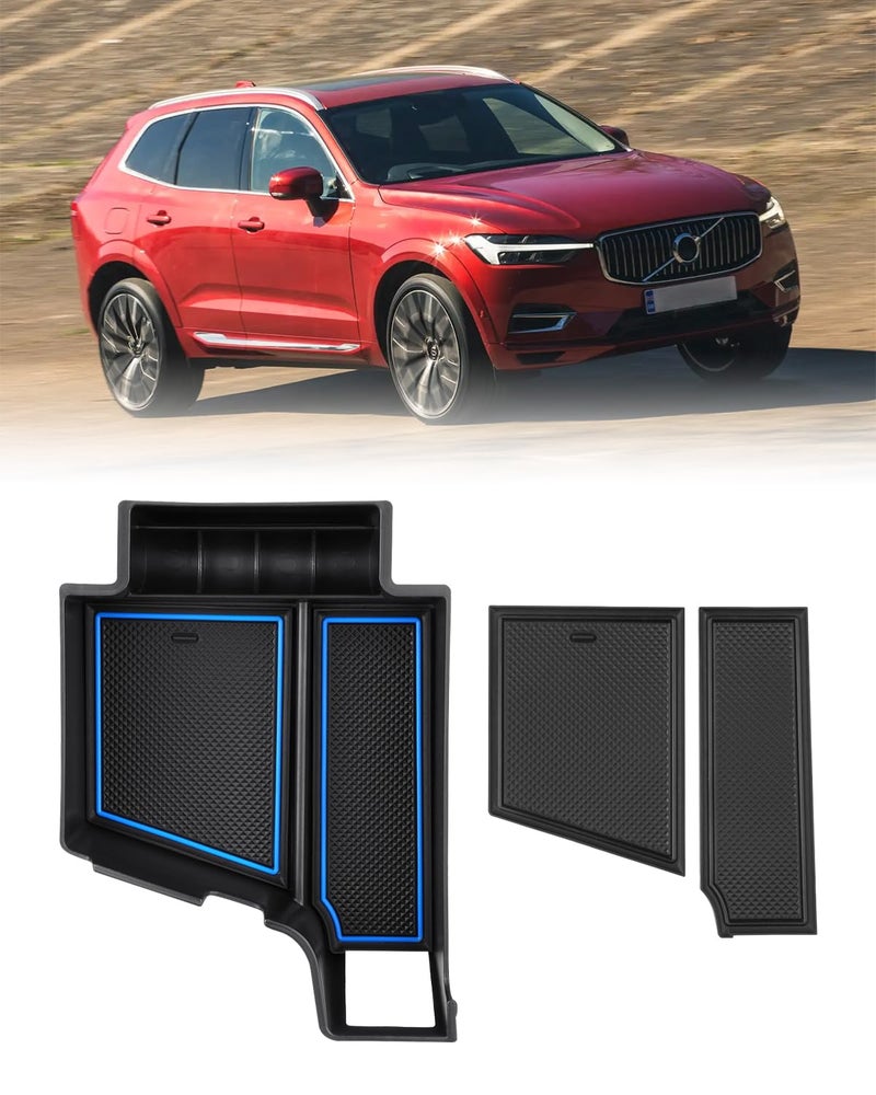 FIILINES Center Console Organizer for Volvo XC60 20182025 XC90 20212025 S90 S60 20202025 V60 V90 Console Tray Secondary Armrest Storage Box ABS Insert Container with Two AntiSlip Mats
