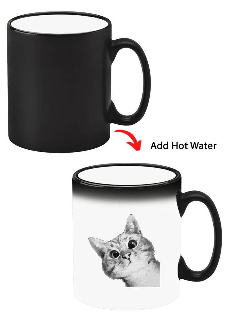 Theodor Color Changing Heat Sensitive Ceramic Mug, Image Revealed When HOT Liquid is Added! Cat Peep - Image 1
