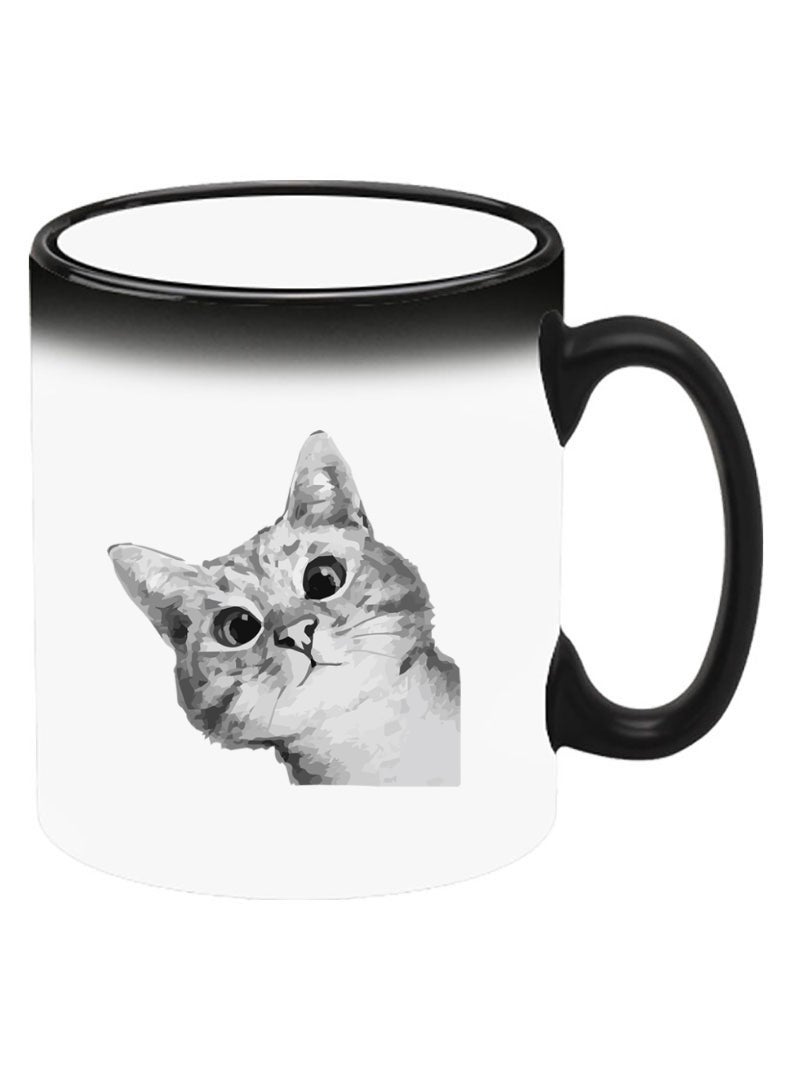 Theodor Color Changing Heat Sensitive Ceramic Mug, Image Revealed When HOT Liquid is Added! Cat Peep - Image 2