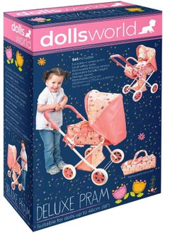 dolls world Dolls World Deluxe Folding Pram for Dolls Up to 18" | Role-Play Toy Pram for Kids Age 3+ | Peterkin  - Image 4