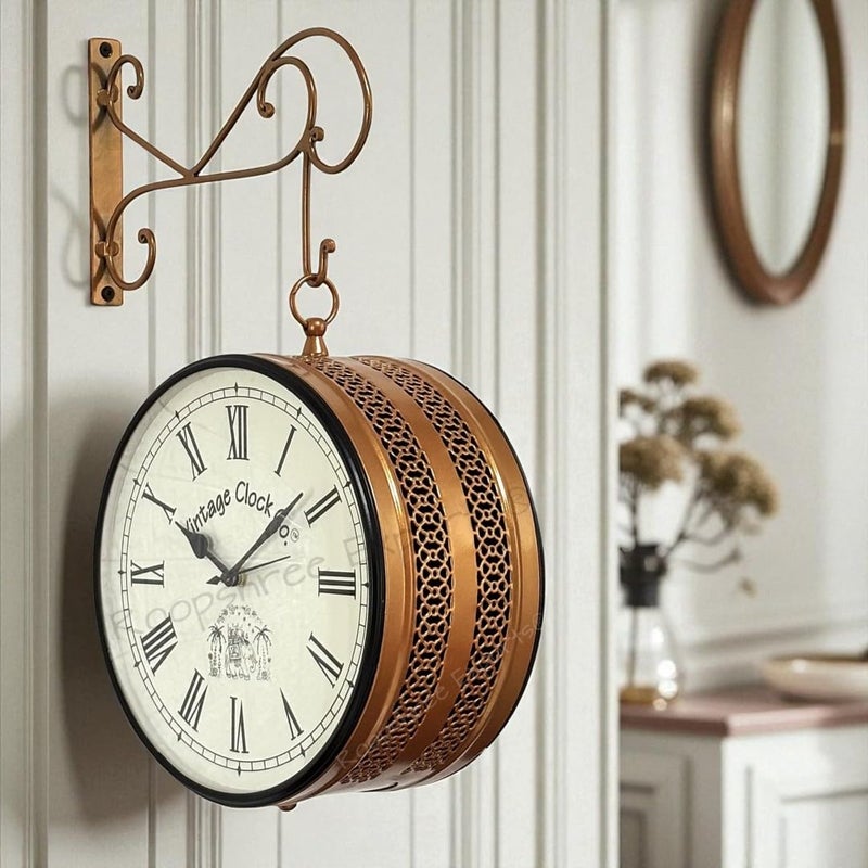 Vintage Clock Handcrafted Double Side Rose Gold Wall Clock 1 Year Warranty / 6601-10-RR - Image 4