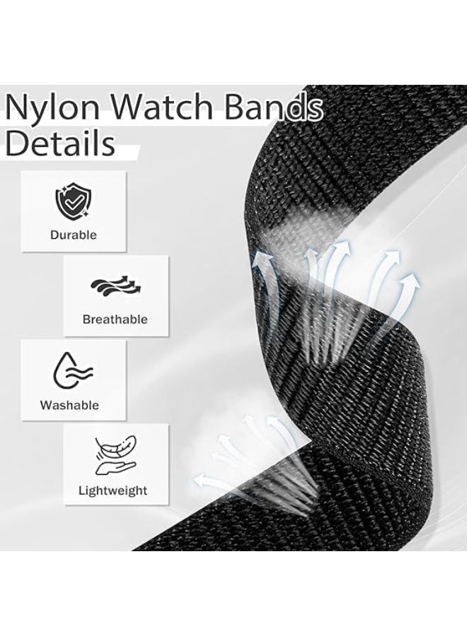 2 Pack Nylon Bands Compatible with Huawei Watch Fit 5 Pro/ 5/4 Pro/4/3, Elastic Breathable Nylon Loop Wrist Strap Adjustable Sports Straps for Women Men - Image 3