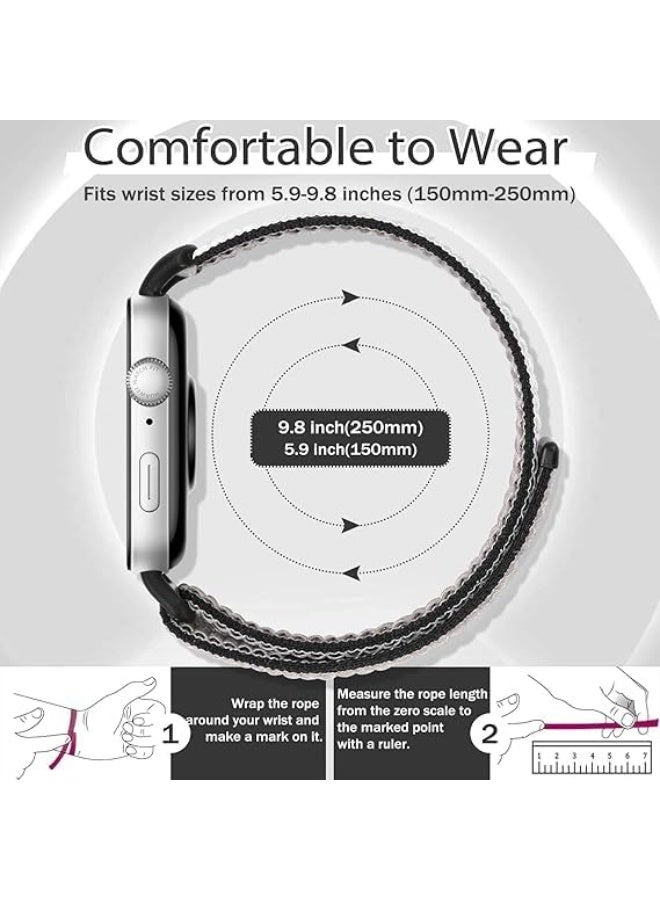 2 Pack Nylon Bands Compatible with Huawei Watch Fit 5 Pro/ 5/4 Pro/4/3, Elastic Breathable Nylon Loop Wrist Strap Adjustable Sports Straps for Women Men - Image 4