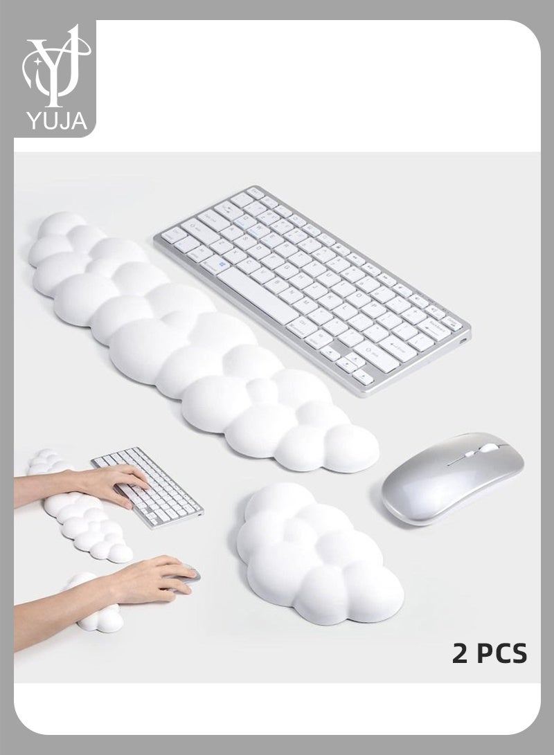 YUJA Keyboard Wrist Rest Set Cute Cloud Shape Wrist Rest Support for Mouse Keyboard Computer Elbow Pad Arm Rest Mouse Wrist Cushion, Ergonomic Design for Typing Comfortably (Keyboard not Included) - Image 1