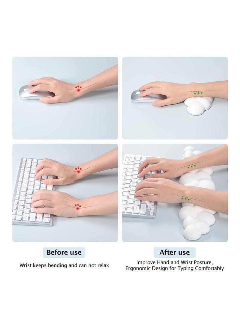 YUJA Keyboard Wrist Rest Set Cute Cloud Shape Wrist Rest Support for Mouse Keyboard Computer Elbow Pad Arm Rest Mouse Wrist Cushion, Ergonomic Design for Typing Comfortably (Keyboard not Included) - Image 3
