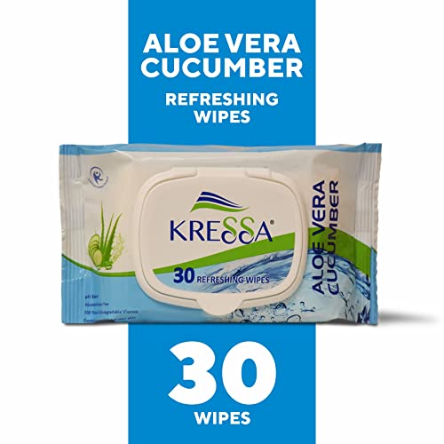 Kressa Face Wet Wipes Aloe Vera Cucumber and VitaminE Mint Pack Of 3 Each Total 180 Wipes - Image 2