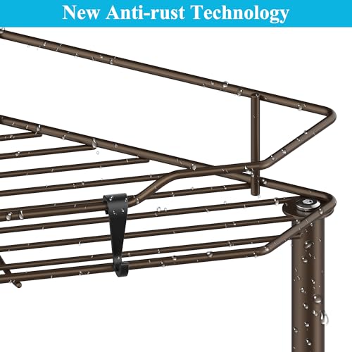 HuggieGems 3 Tier Floor Standing Corner Shower Caddy Organizer Shelf with Hooks, Bathroom Shelves Stand Rack, Bronze - Image 3