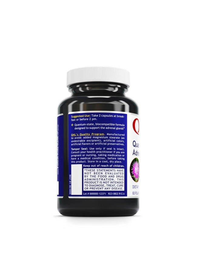 QUANTUM NUTRITION LABS - Labs Quantum Adrenal Support- Adrenal Health Support Supplements, Support for Fatigue and Promote Calmness, Adrenal Gland Vitamins, Rhodiola Rosea, Organic - 60 Vegan Capsules - Image 1