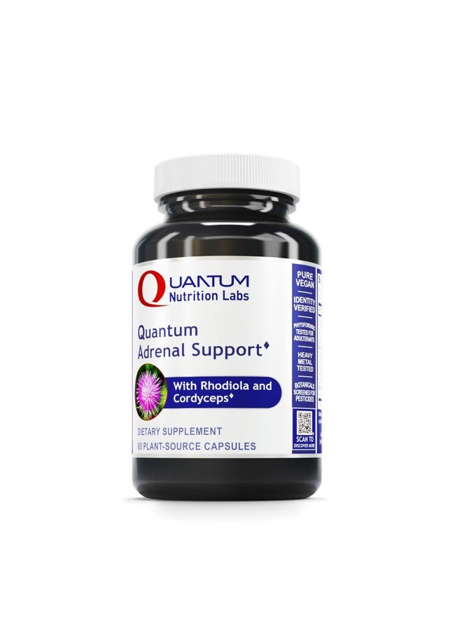 QUANTUM NUTRITION LABS - Labs Quantum Adrenal Support- Adrenal Health Support Supplements, Support for Fatigue and Promote Calmness, Adrenal Gland Vitamins, Rhodiola Rosea, Organic - 60 Vegan Capsules - Image 1
