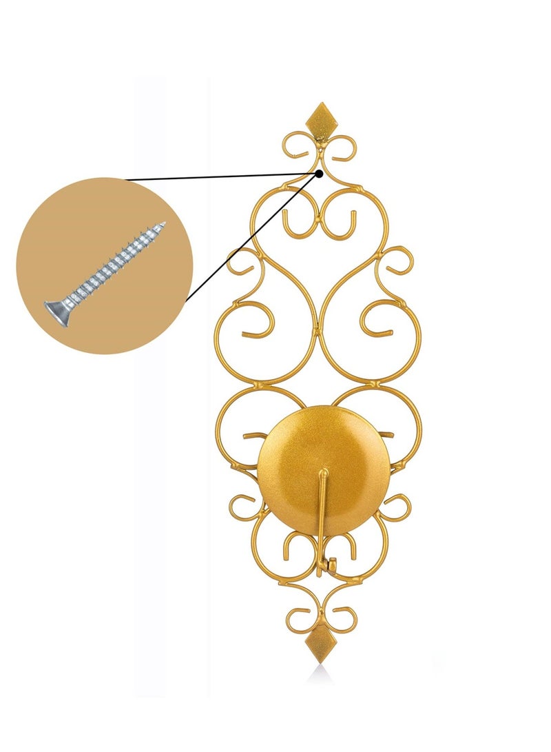 NIBEMINENT Wall Candle Holders, Iron Sconce Holder Set of 2, Gold Mount Decorative Set, Hanging Sconces for Candles, Art Decorations Home  - Image 3