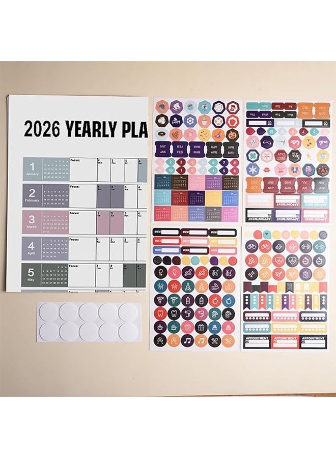 أخبار تقويم سنوي لعام 2026، مجموعة منظم سطح المكتب والحائط من 10 قطع، تصميم عملي، مخطط بسيط للمنزل والمكتب/المدرسة، يتضمن مخططات شهرية وأسبوعية، مثالي للطلاب والمعلمين والعائلات، أبيض - Image 2