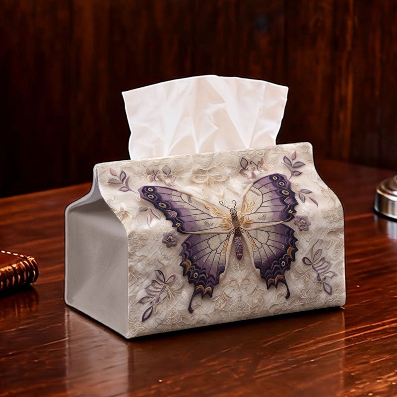 Model A Exquisite Butterfly Fabric Tissue Box Compact Stylish for Home Car - Image 1