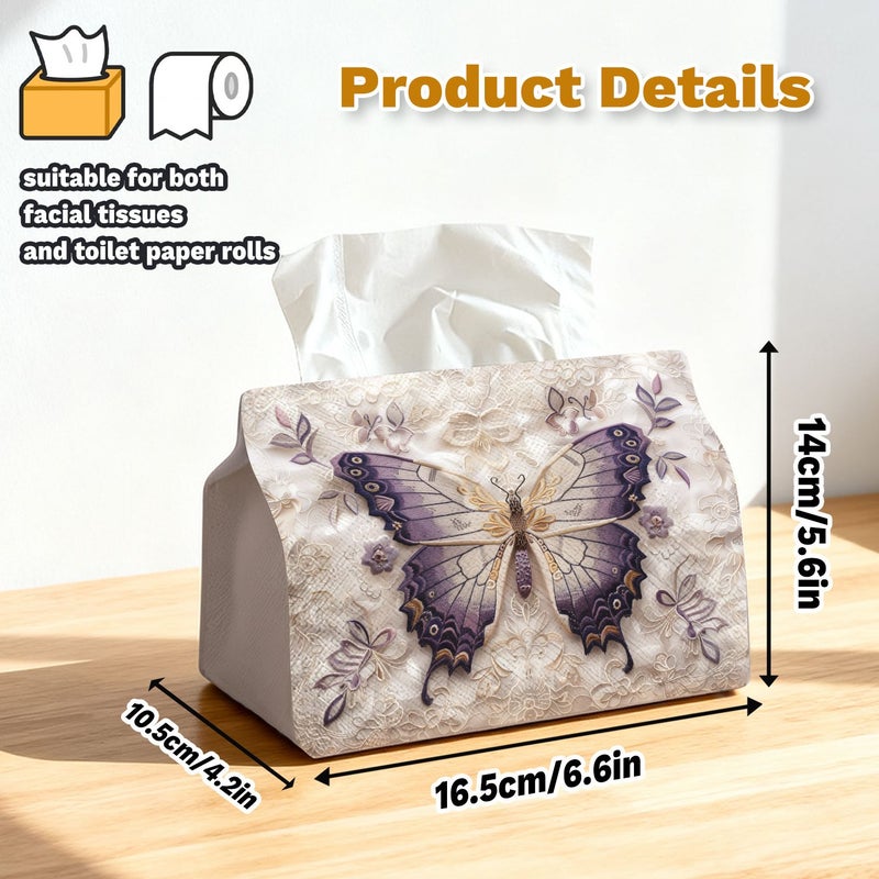Model A Exquisite Butterfly Fabric Tissue Box Compact Stylish for Home Car - Image 3
