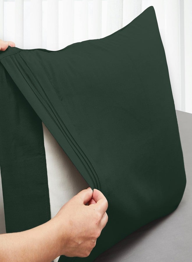 Mocassi 2-Piece Premium King Pillowcase Set 1800 Series Hotel Quality Microfiber - Soft and Breathable with 3-Line Embroidery Wrinkle and Stain Resistant, Easy Care, 20" x 40", Forest Green - Image 4