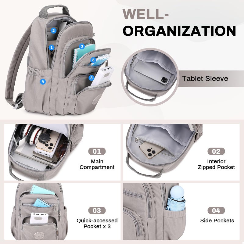 Sisipoet Small Backpack for Women, 2PCS Mini Backpack for Ladies Bookbag Purse for Women with Mini Wallet and Luggage Strap, Gray - Image 4