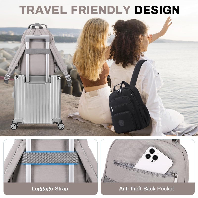 Sisipoet Small Backpack for Women, 2PCS Mini Backpack for Ladies Bookbag Purse for Women with Mini Wallet and Luggage Strap, Gray - Image 5