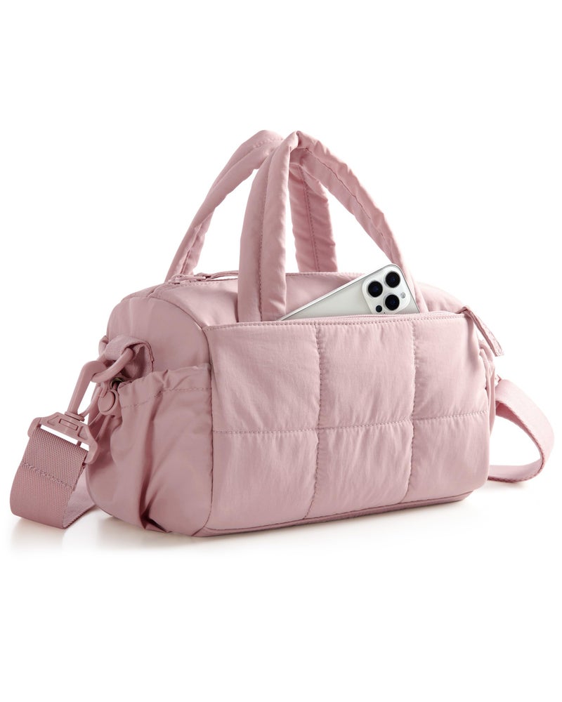 Smasrob Small Puffer Crossbody Bag for Women with RFID Blocking Pocket, Mini Quilted Crossbody Purse with Multiple Pockets, Pink - Image 1