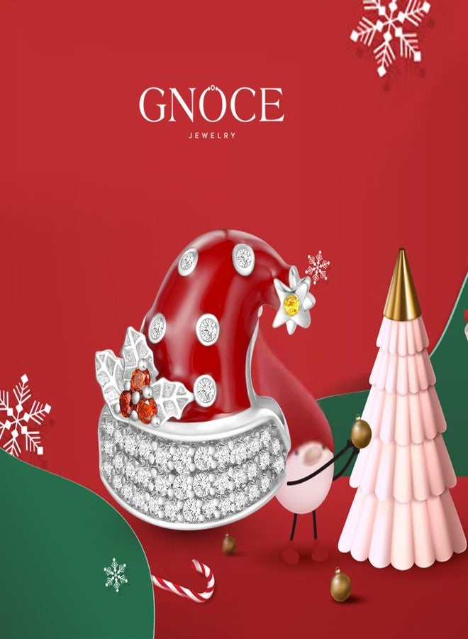 GNOCE Christmas Hat Charm Sterling Silver Bead Christmas Charm Fit Bracelet/Necklace for Women Wife/Jewelry Gift - Image 3