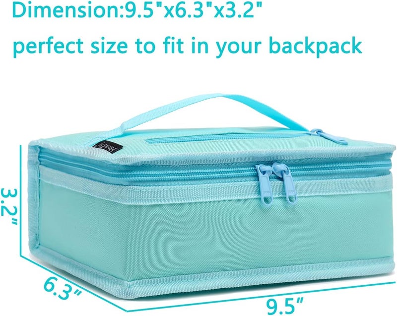 FlowFly Small Insulated Lunch box Portable Soft Bag Mini Cooler Thermal Meal Tote Kit with Handle for Work & School, Light Blue - Image 4
