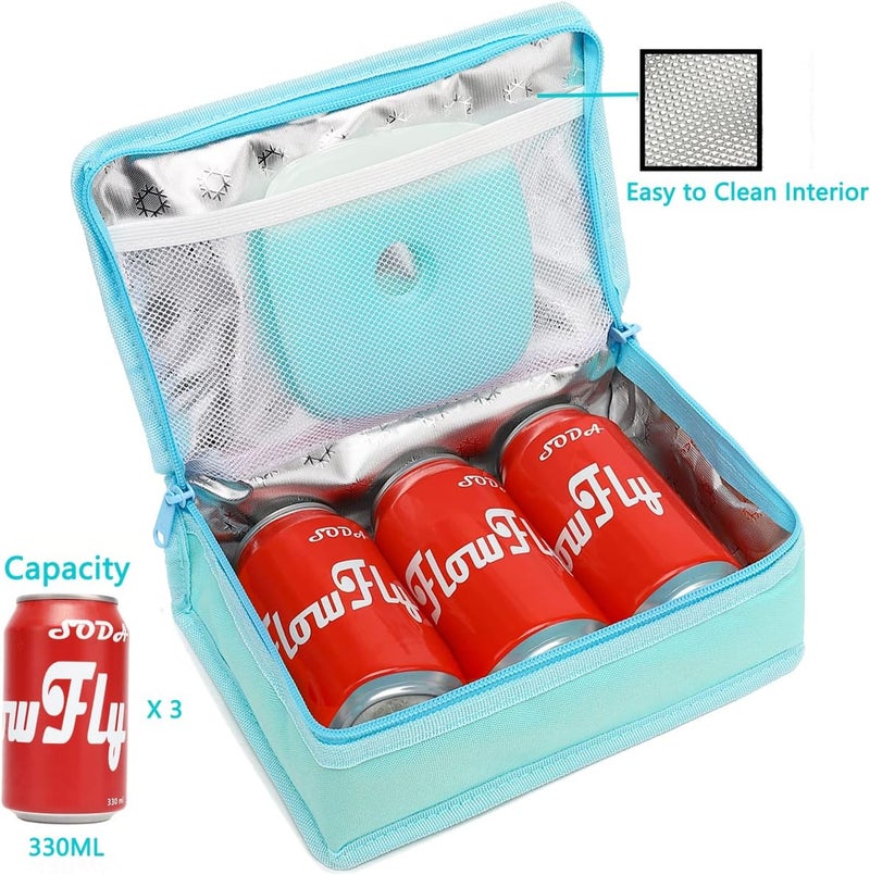 FlowFly Small Insulated Lunch box Portable Soft Bag Mini Cooler Thermal Meal Tote Kit with Handle for Work & School, Light Blue - Image 5