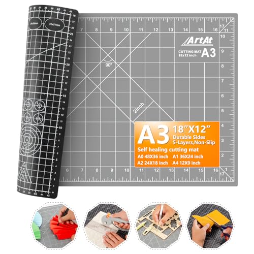 ArtAt Self Healing Cutting Mat 12x 18 BlackGray EcoCraft Cutting Mat 5Layer Durable AntiBladeWear Material for All Your Crafting Needs - Image 1