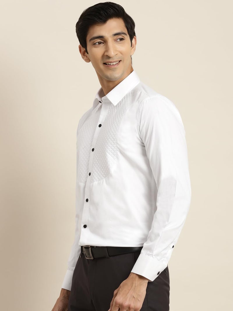 Hancock Store Hancock Men White Pure Cotton Slim Fit Formal Shirt(5444White40) - Image 3