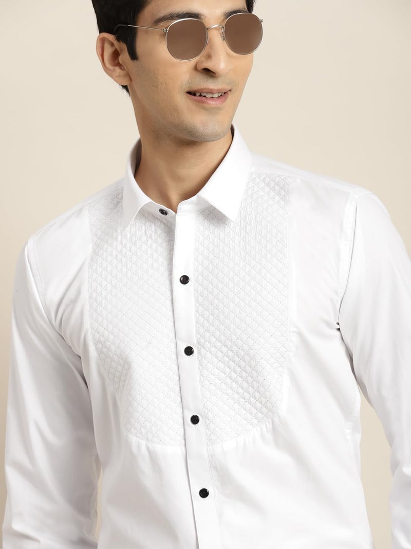 Hancock Store Hancock Men White Pure Cotton Slim Fit Formal Shirt(5444White40) - Image 2