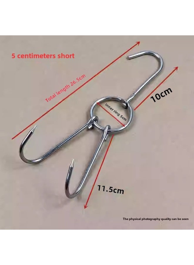 Roast Duck Hook Roast Duck Hook Roast Goose Double Hook Duck Hook Commercial Hook Roast Meat Ring Large Circle Stainless Steel Shelf-Color:5cm Thick Non-magnetic Large Circle Total Length 26cm (10 Pieces)  - Image 1