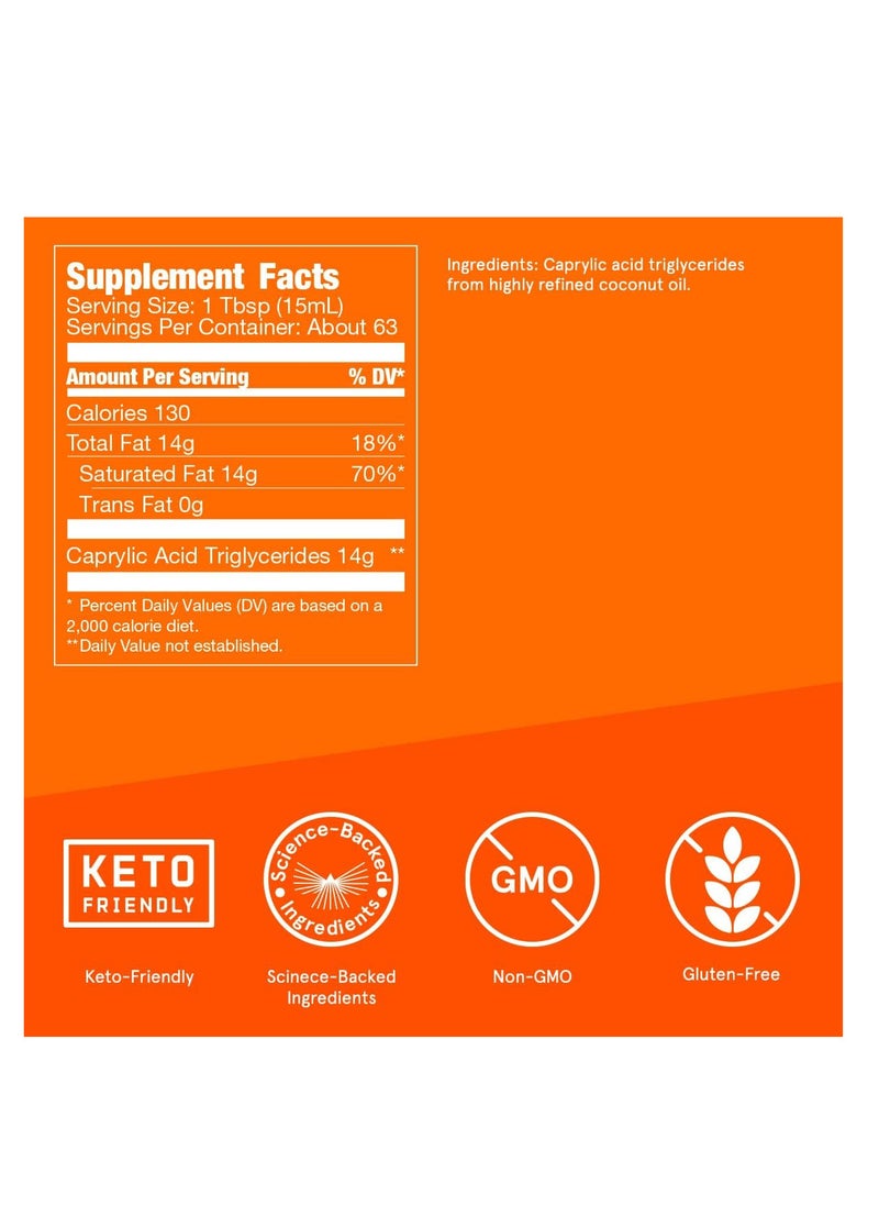 Bulletproof - Brain Octane C8 MCT Oil, 32 Ounces, Keto Supplement for Sustained Energy and Fewer Cravings - Image 1