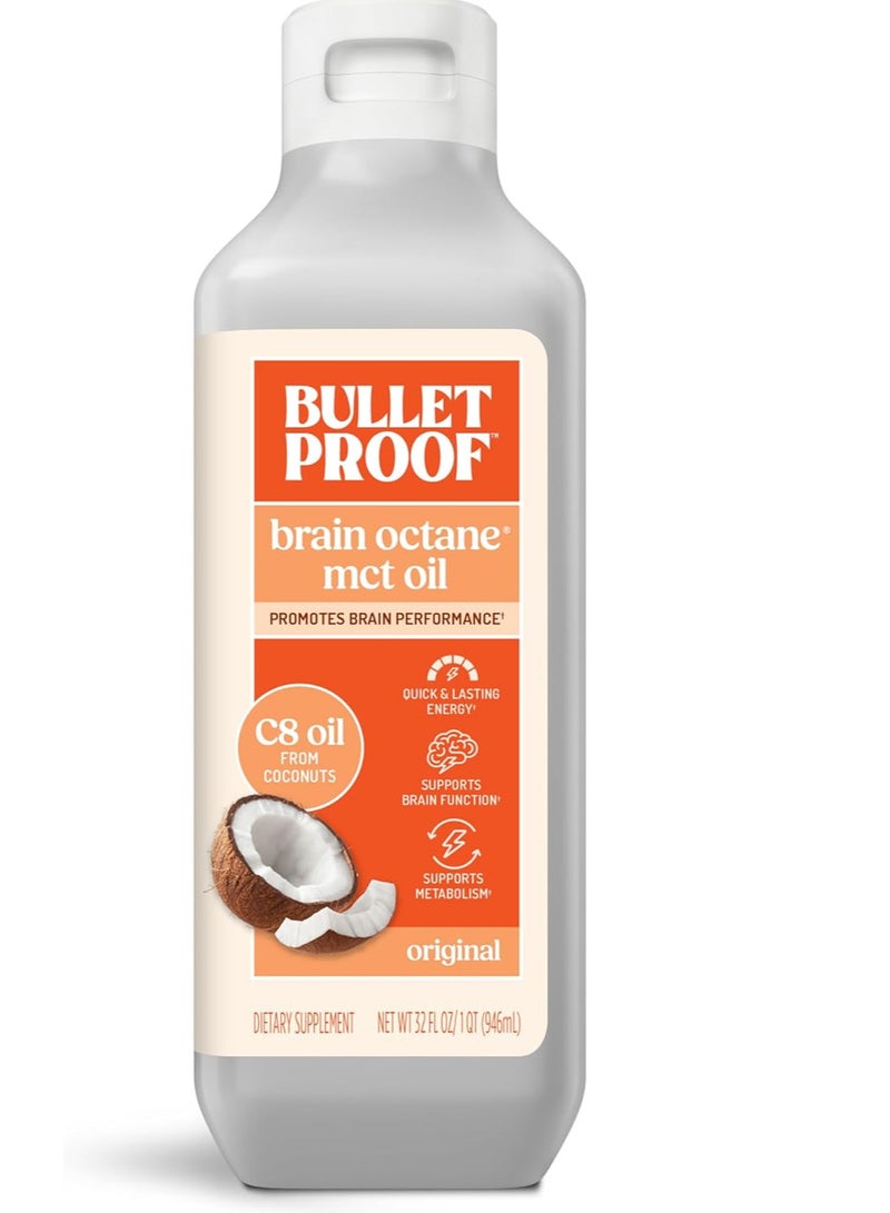 Bulletproof Brain Octane MCT Oil 32 oz, Perfect for Keto and Paleo Diet, 100% Non-GMO Premium C8 Oil - Image 1
