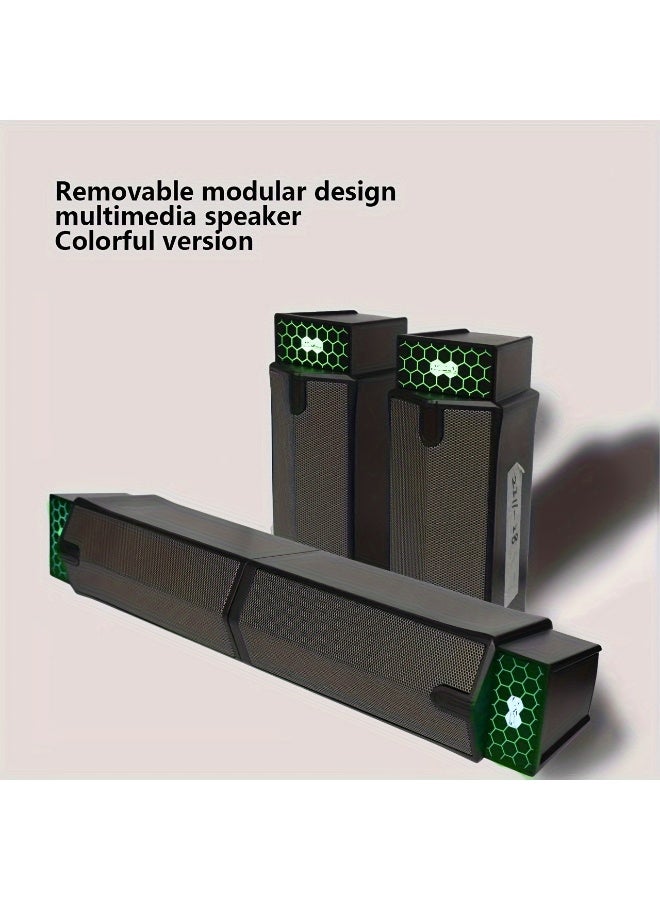 بوينت PT520 سماعة جيمنج ساوند-بار  - 6 واط (2 * 3W) 2.0 قناة ستيريو  – إضاءة متعددة – سلك USB للطاقة+ 3.5mm صوت- تصميم وضع متعدد  -للكمبيوتر و اللاب-توب و الهوم-ثياتير - Image 3