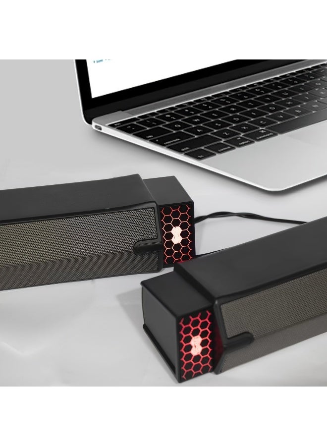 بوينت PT520 سماعة جيمنج ساوند-بار  - 6 واط (2 * 3W) 2.0 قناة ستيريو  – إضاءة متعددة – سلك USB للطاقة+ 3.5mm صوت- تصميم وضع متعدد  -للكمبيوتر و اللاب-توب و الهوم-ثياتير - Image 4