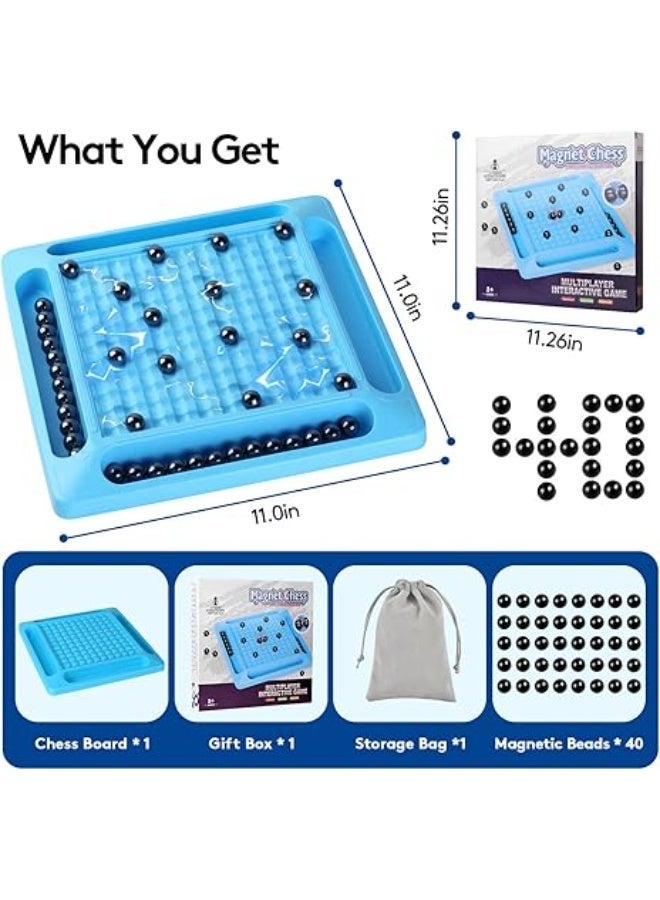 Magnetic Chess Game - 4 Player, Ages 6+, Strategy, Chess Theme, Magnetic Stones, Multiplayer, Easy to Store